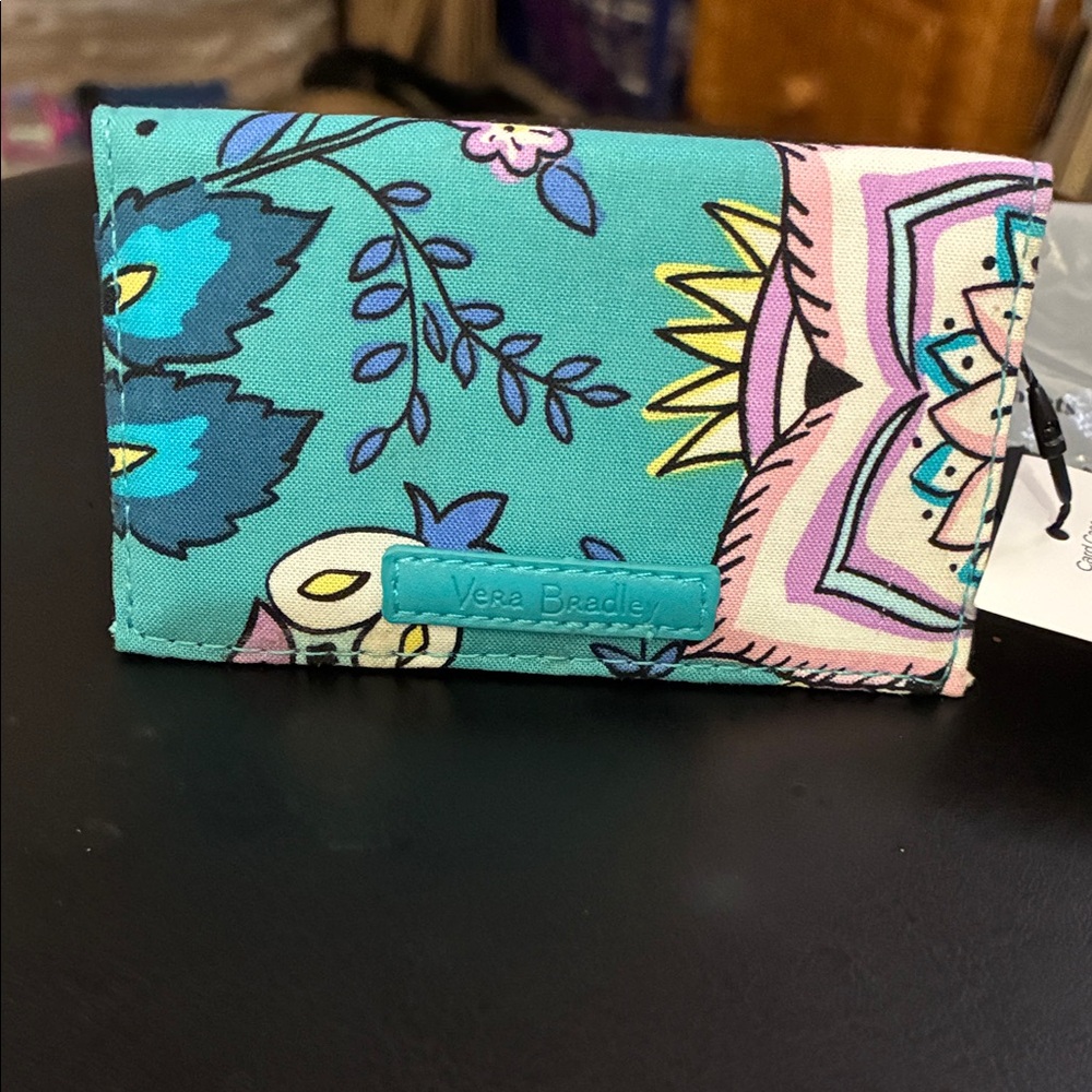 Vera Bradley Kids' Teal and Pink Patterned Wallet